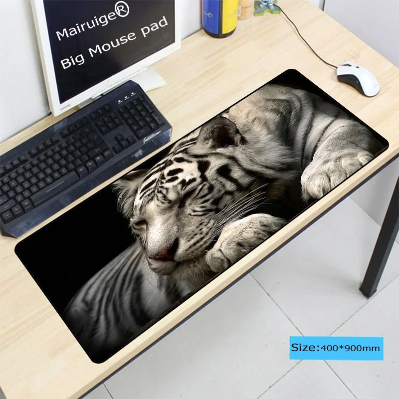 Большой игровой коврик для мыши Mairuige 400x900x3 мм геймерский с Львом тигром