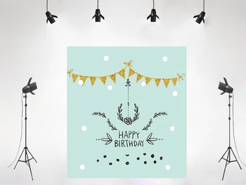 

Photography Backdrop Light Green Happy Birthday Children Birthday Party Banner Decorations Photo Studio Background W-1665