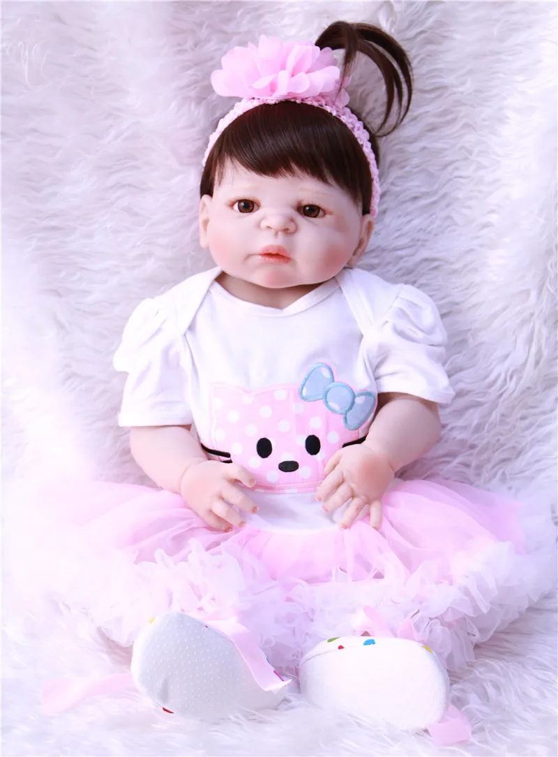 

Reborn girl dolls 22"full silicone reborn baby dolls bebes reborn bonecas oyuncak bebek can bathe child doll toys gift