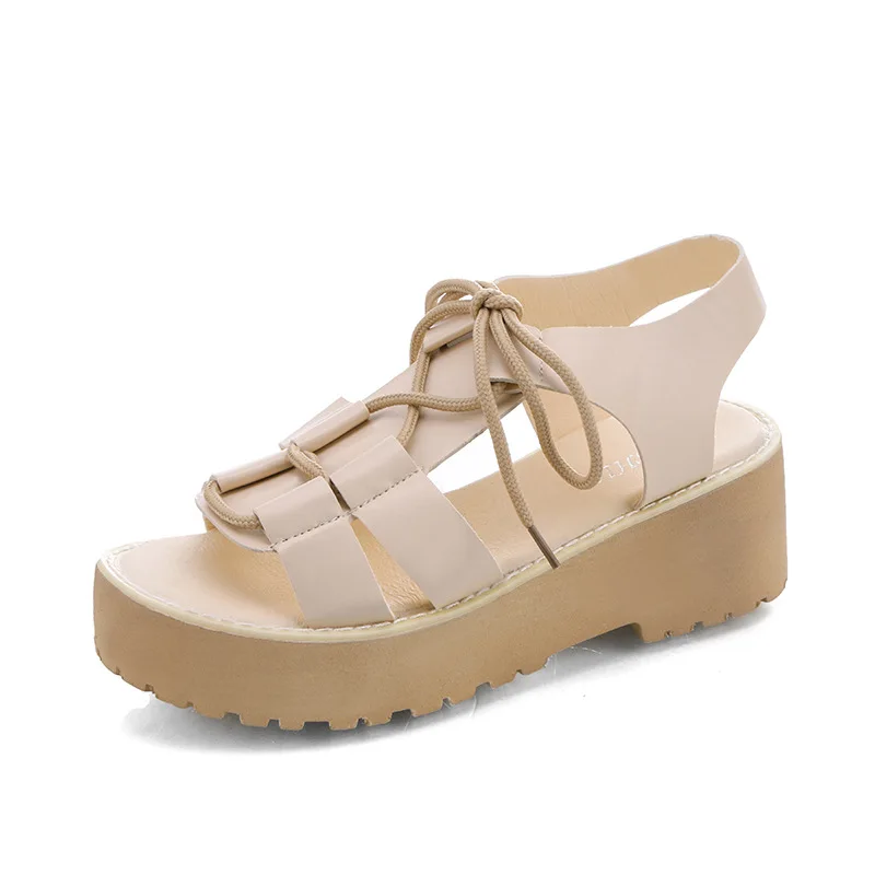 

Sandals Female Summer 2019 New Korean Edition Fashion Loose Toe Muffin Thick-soled Roman Shoes Student Flat-soled Sandals