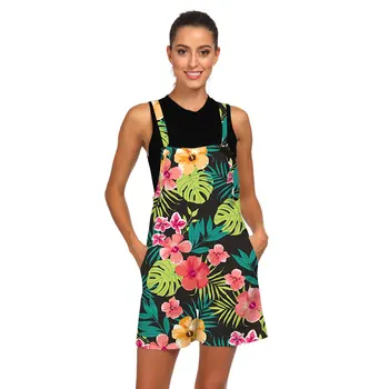 

Jessingshow 2019 Summer Rompers Womens Jumpsuits 3D Flower Printing Sleeveless Casual Loose Overalls Strapless Playsuits