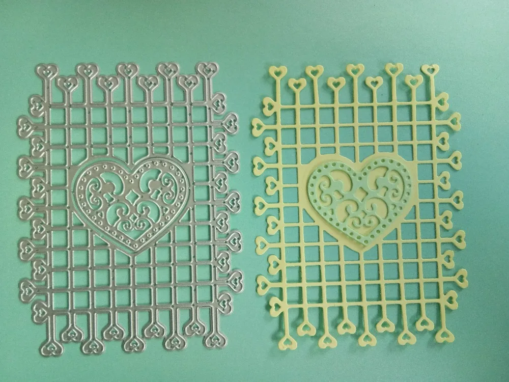  Heart grid backdrop DIY Metal Cutting Dies Scrapbooking Album Photo Embossing Crafts Paper Cards En - 32988690940