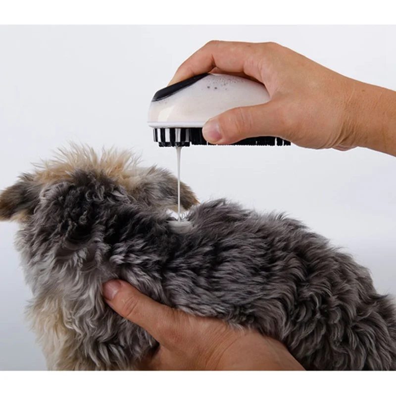 Dog Soap and Shampoo Dispenser Pet Grooming Bath Brush for Short and
