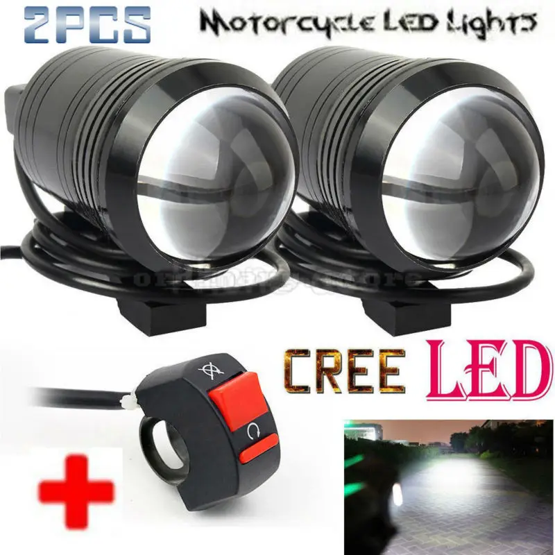 2PCS Fisheye Lens U1 LED Motorcycle Universal Work Light Headlight Driving Fog Spot Head font b