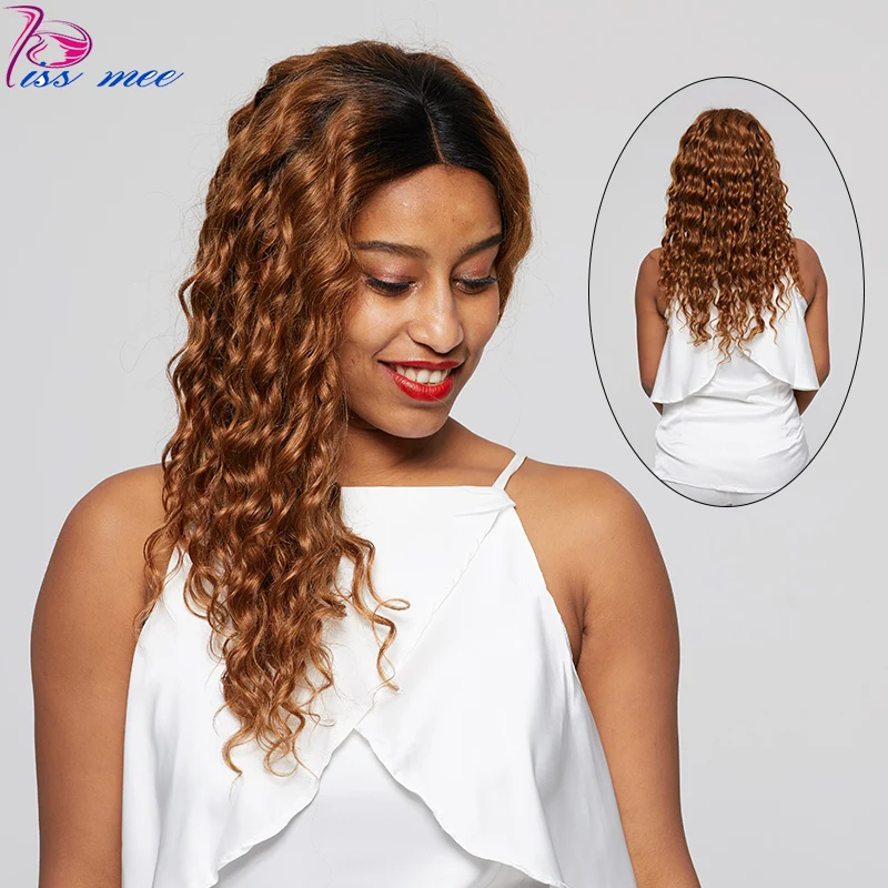 

KISSMEE Loose Deep Wave Lace Front Wig Brazilian Hair Wig #1B/30 Ombre Blonde Lace Front Human Hair Wigs Remy Hair 10-32 Inches