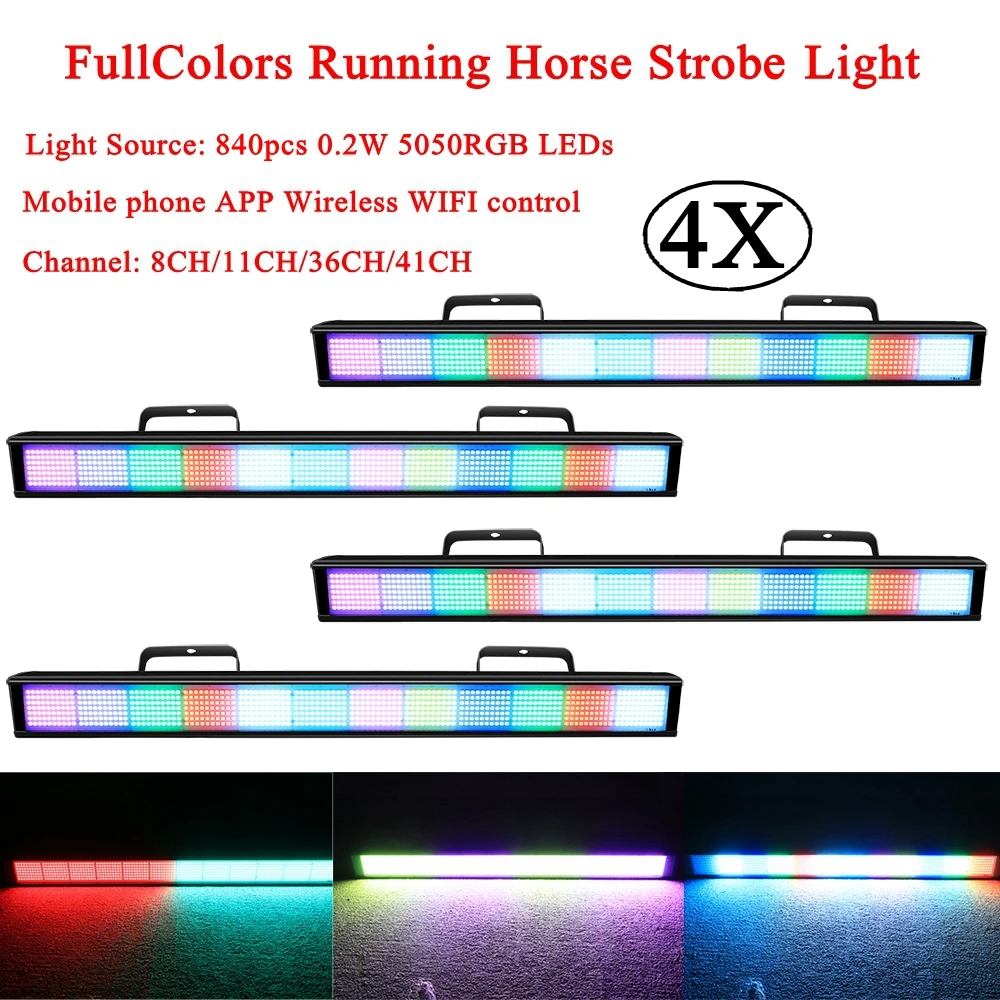 4Pcs/Lot LED 840 RGB Full Colors Running Horse Strobe Disco For Festival Parties Music Sound DJ Disco Party Wall Wash Light