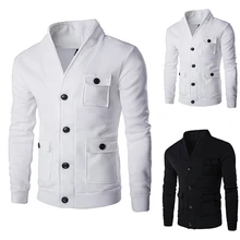 Men’s Fashion Winter Warm 3 Pockets Cardigan Stand Collar Slim Fit Hoodie Coat Jacket