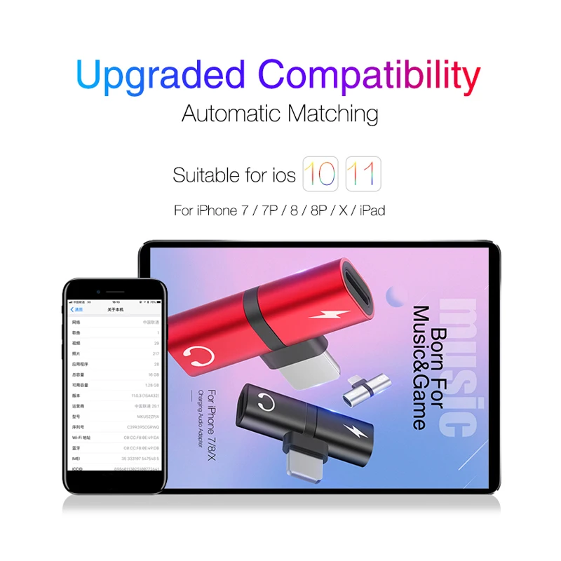 Аудиоадаптер FLOVEME OTG для iPhone X адаптер с USB зарядки и подключения наушников к 7 Plus