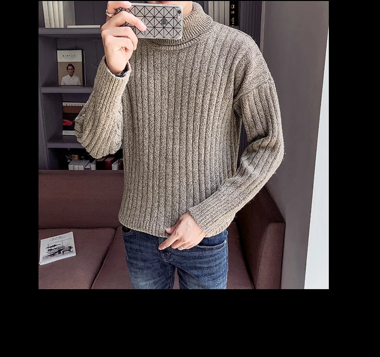 M-XXL зима мужской Рождественский свитер Одежда Мода 2018 г. теплые для мужчин S свитер для Водолазка пуловер толстый сплошной SC82
