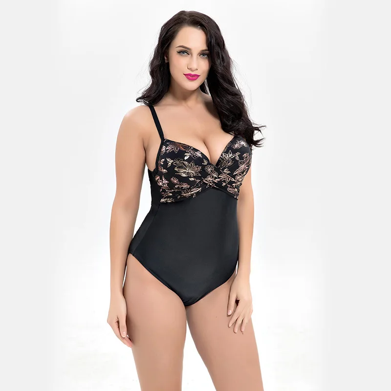 

Plus Size One Piece Swimsuit Women Sling Beachwear Push Up With Pad Underwire Print Swimsuit Bandage Bathing Suit Swimwear Large
