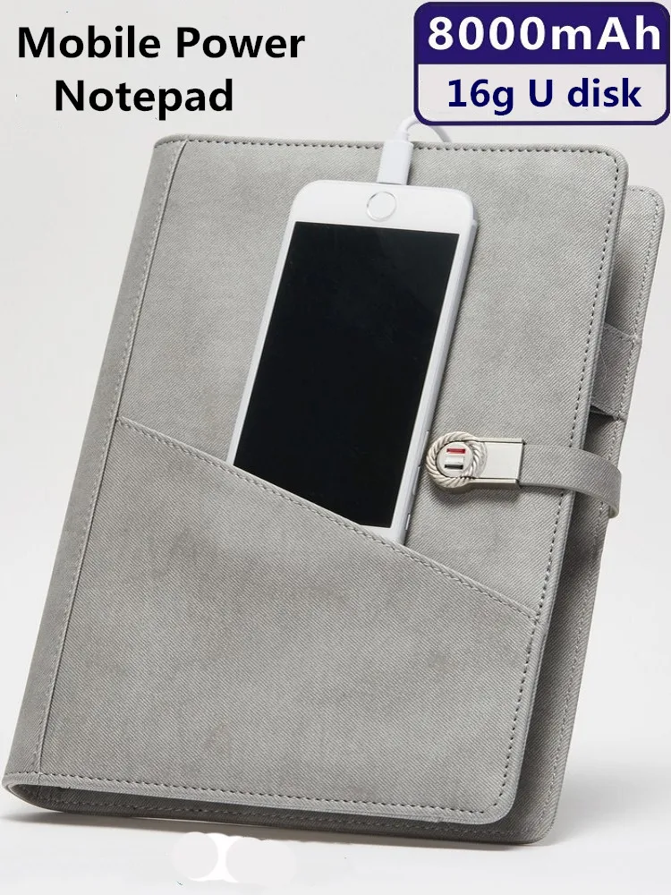 

Power bank Multifunction A5 Charging Notebook Stationery Mobile Power Supply Notebook With Gift Box Looseleaf Business Conferen