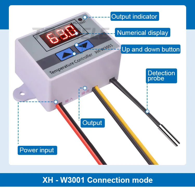 XH-W3001 W3001 контроллер температуры цифровой микрокомпьютерный термостат переключатель Термометр Зонд Max 10A терморегулятор