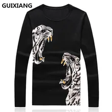 GUIXIANG Осень Тигр патте Мужские Повседневные свитера с круглым вырезом Трикотажные мужские свитера высокого качества шерстяной мужской свитер