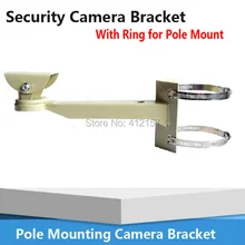 Universal Pole Mounting Bracket holder Arm Base for CCTV Security Camera Bracket support clamp With Ring For Pipe LamPost Mount