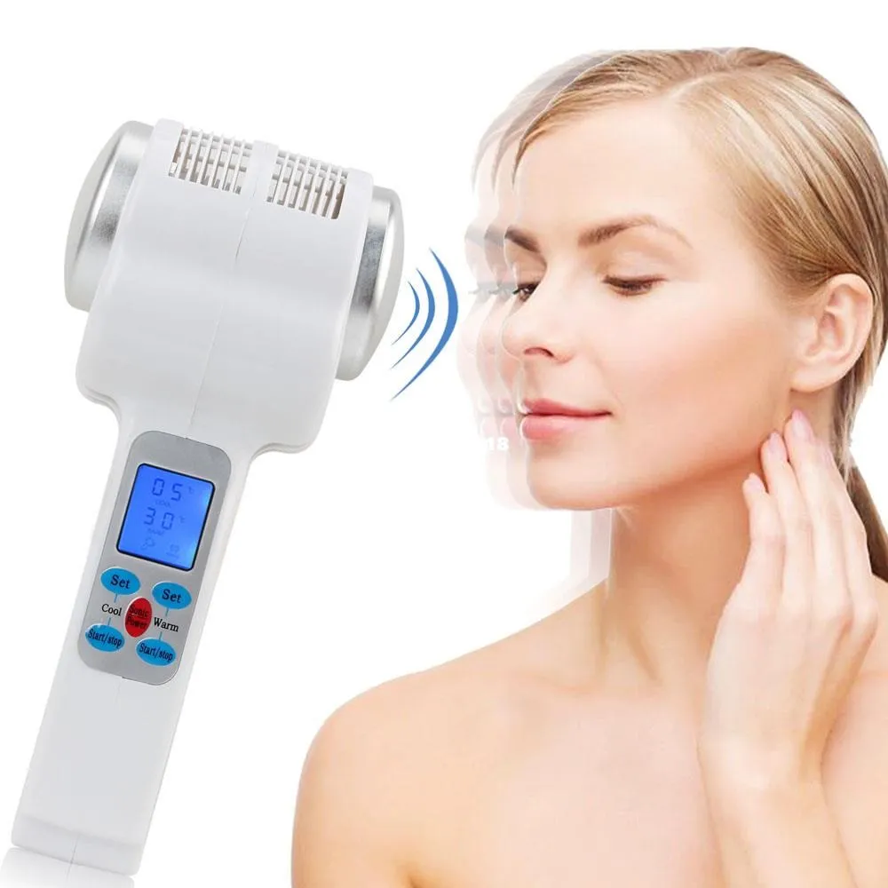 Hot Cold Hammer Ultrasonic Cryotherapy Lymphatic Face Skin Lifting Tightening Massager Therapy Beauty Ultrasound Salon Machine