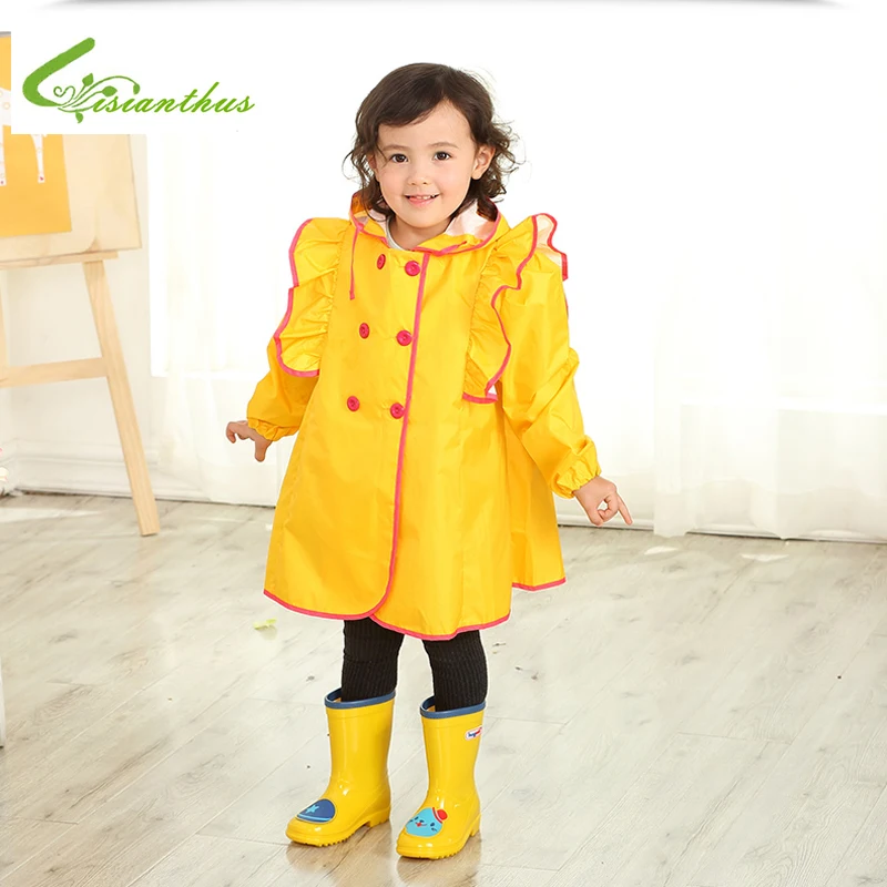 

Kids Rain Suit Yellow Fun Outdoor Girls Raincoats Thicken Waterproof Rain Coat Girls Kids Rain Poncho Toddler Rain Coat 60YY194
