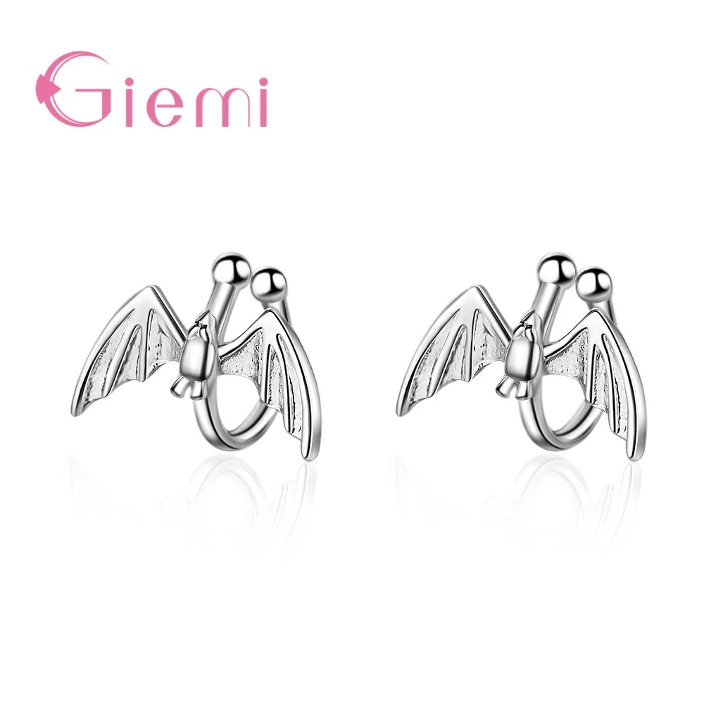 

New Arrival 925 Sterling Silver Ear Clip Fashion Jewelry Vintage Bird Design Female Club Party Jewelry Silver And Black Colour