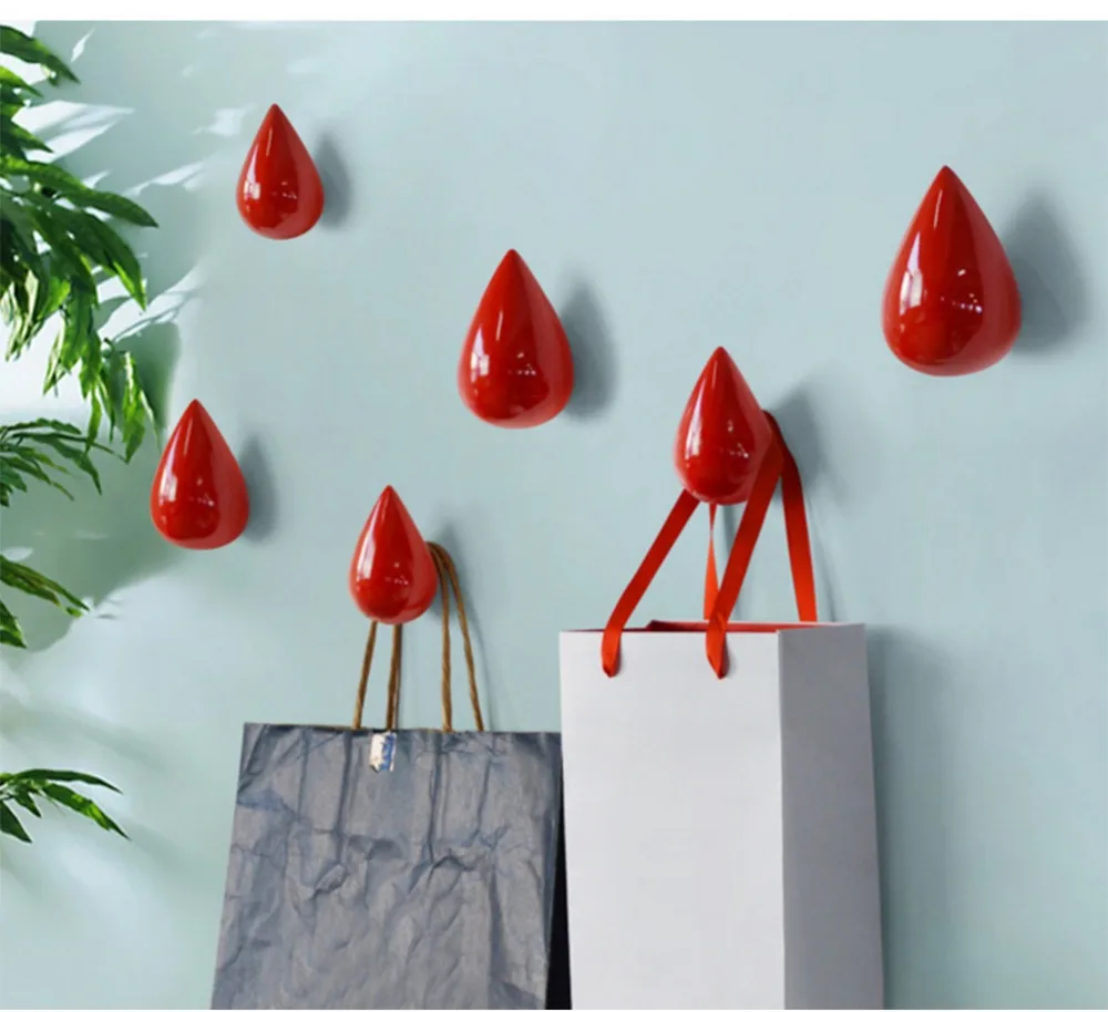 

Water Drop Wood Robe Hanging Hooks Wall Hook Bag Coat Hat Hanger Umbrella Storage Rack Key Holder Organizer Modern Home Decor