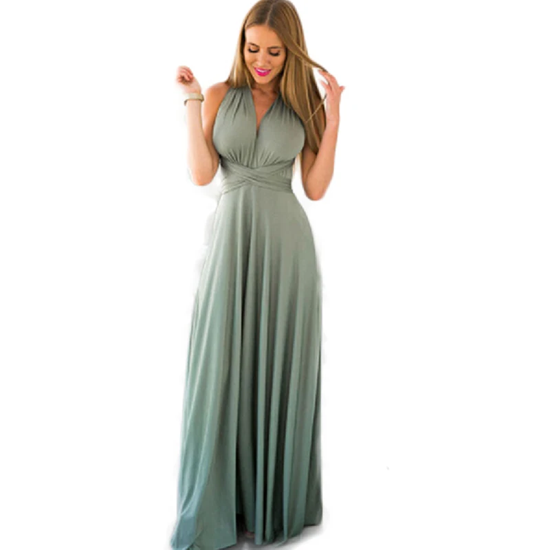 

ZYFPGS Summer Women Dresses Sexy Maxi Dress Party Night Club Bandage Vestidos De Fiesta Bodycon Wrap Beach Long Dress MF87541