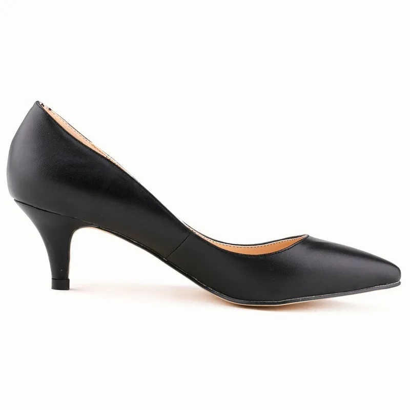 Женские офисные туфли в сдержанном стиле из мягкой кожи, Размеры 35-42 г. Новые осенние женские туфли-лодочки с острым носком модная обувь на высоком каблуке 6 см с закрытым носком - Цвет: Черный
