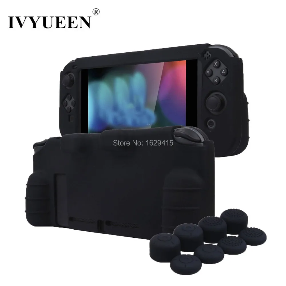 

IVYUEEN Thicker Silicone Case for Nintend Switch NS Console Protective Skin Cover with 8 Stick Grip Caps for Joy Con Controller