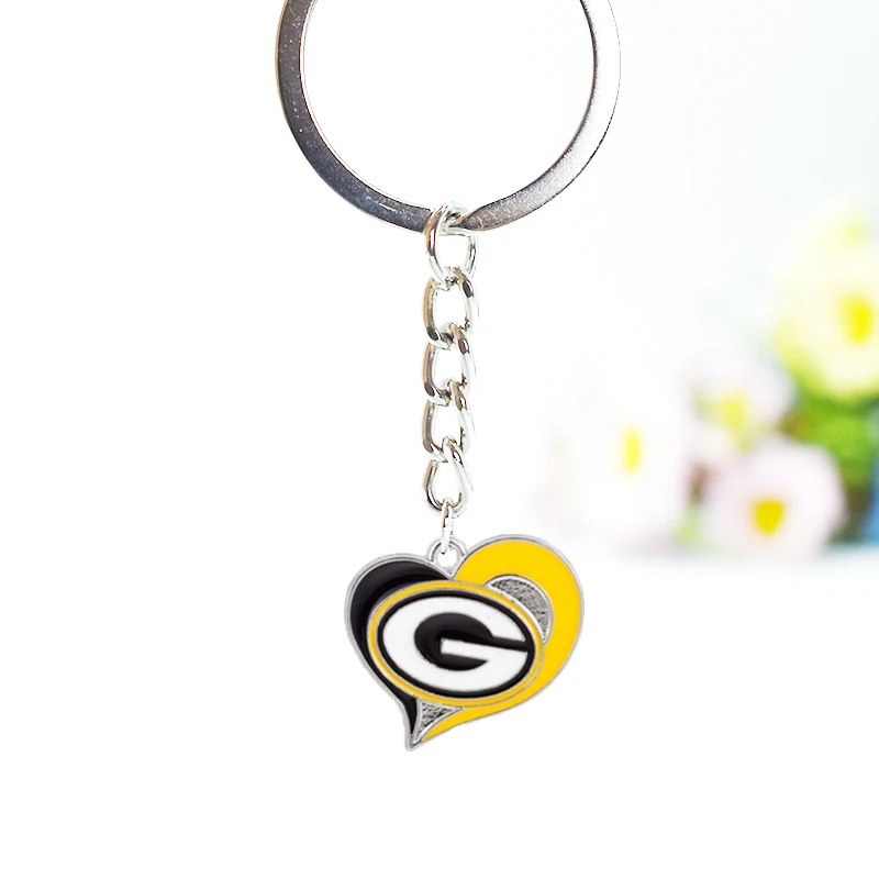 10PCS Football Green Bay Packers Enamel Keychain Jewelry Sport Team