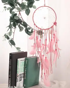 

seashell Dream Catcher Feather Girl Style Handmade Dreamcatcher With String Light Innovative Home Bedside Wall Hanging