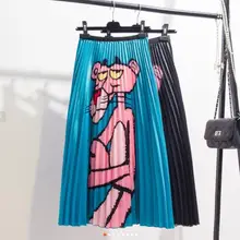 Новые женские плиссированные юбки с героями мультфильмов до середины икры, повседневная юбка, Летний стиль