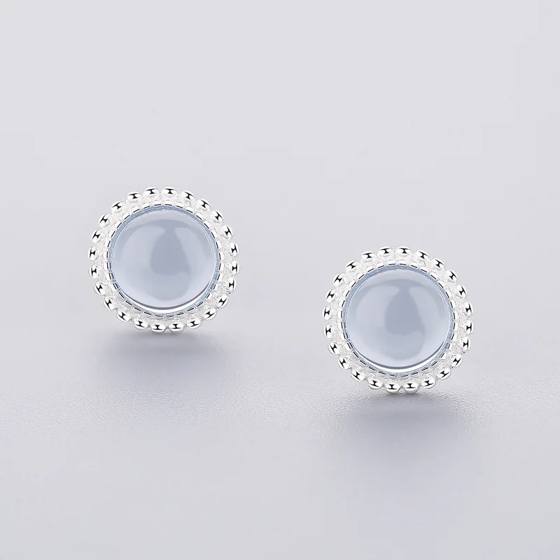 

Fashion round imitating crystal earrings silver 925 stud earrings for women ladies S925 sterling silver jewelry accessories