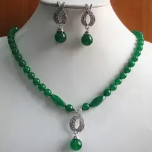Новые ювелирные изделия колье женская естественным образом 8 мм зеленый/Gem мотаться серьги Цепочки и ожерелья подвеска комплект ювелирных изделий ювелирные изделия