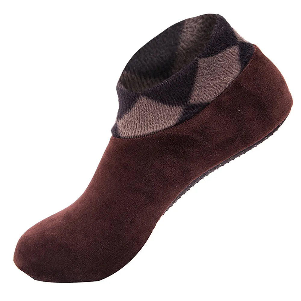 Для женщин зимние теплые плотного мягкого детского постельного белья на дому носки нескользящие эластичные носки-тапочки Тапочки - Цвет: Коричневый