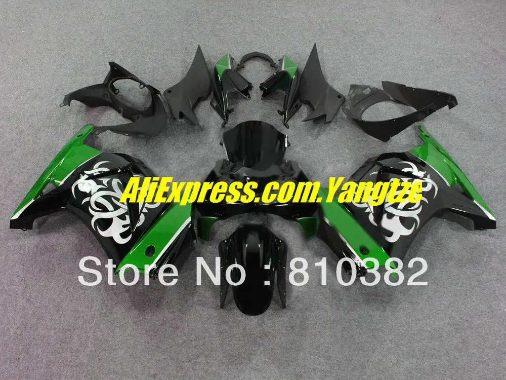 Мотоциклетный вставной обтекатель комплект для KAWASAKI Ninja ZX250R ZX-250R 2008 2012 ZX 250R EX250 08 09, 10, 11, 12, зелено-черные обтекатели комплект