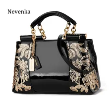 Nevenka женская сумка с вышивкой, вечерние сумки, лакированная кожа, сумка на плечо, женская сумка через плечо, Цветочная Сумочка, повседневные сумки-тоут