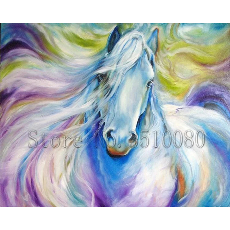 

RS1703 Full Horses Drill Resin Ribbon Mosaic Unicorn 5D Diy Embroidery Diamond Painting colorful animal 3D Cross Stitch Kits roo