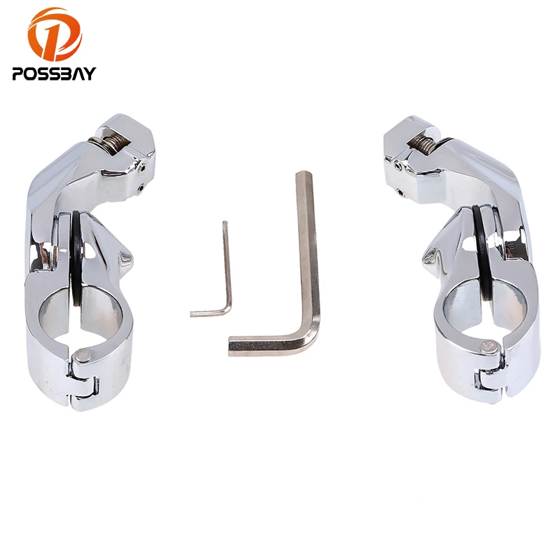 POSSBAY 32mm Aluminum Motorcycle Footrest Mounting Motorbike Foot Pegs