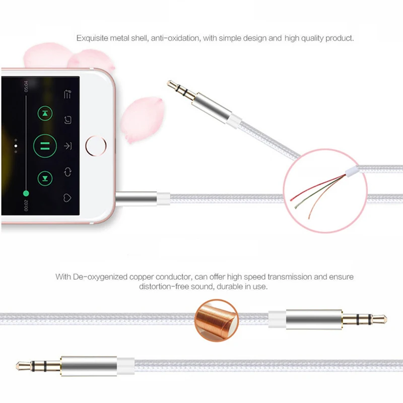 Amkle 3.5 mm Jack Audio Cable 3.5mm Male to Male Stereo Auxiliary Cord for iPhone 6 6S Car MP3 MP4 Headphone Speaker AUX Cable