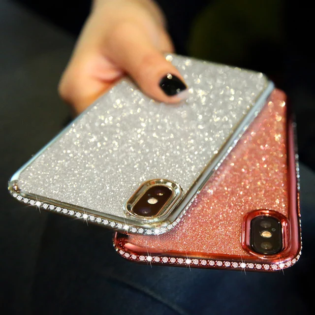 Rhinestone Glitter Case for iphone XS MAX XR 10 X 7 8 Plus 6 6s Soft Silicone TPU Diamond Sexy Girl Protector Back Cover