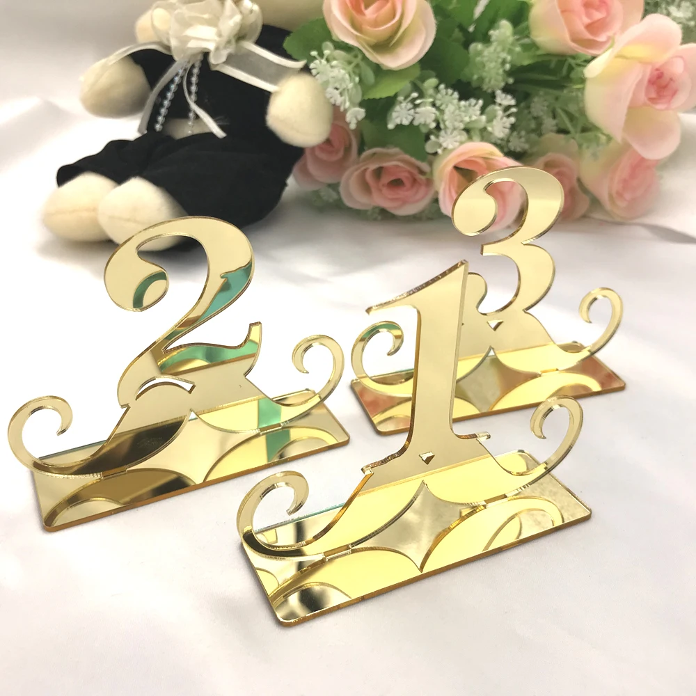 Table Number Signs for Wedding Party Decor Silver Gold Acrylic Table Numbers Roman Numerals Geometric Boho Centerpiece Wedding Decoration