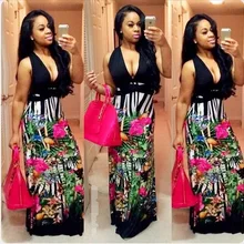Горячее сари Индия, нового взрывного параграфа, Европа и Америка печать женское платье, глубокий v-образный вырез сексуальное длинное платье