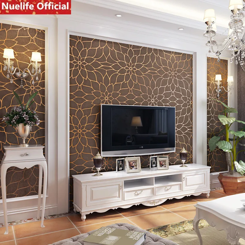 0.53x10m 3D Lotus Pattern Simulation Deer Velvet Wallpaper Bedroom Wedding Room Living Room Restaurant TV Background Wall Paper 0.53x10m 3D Lotus Pattern Simulation Deer Velvet Wallpaper Bedroom Wedding Room Living Room Restaurant TV Background Wall Paper