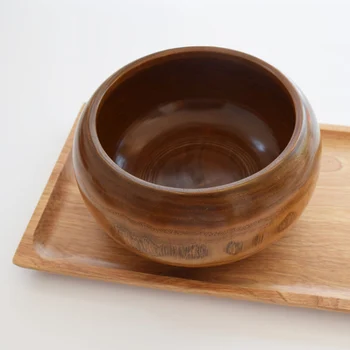 

Classic Asian Tableware Natural Solid Wooden Bowl Handmade Eco-friendly Wooden Noodle Bowls 14.5*9CM