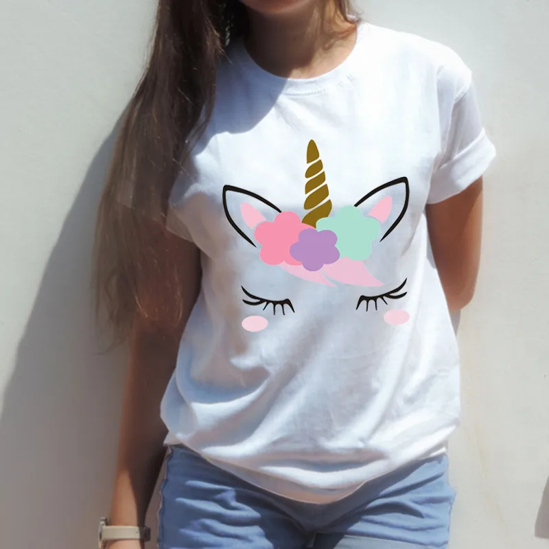 FIXSYS Cartoon Graphic Printed Women T Shirts Summer Loose Short Sleeved O-neck Clothing Tops Tee Casual For Women