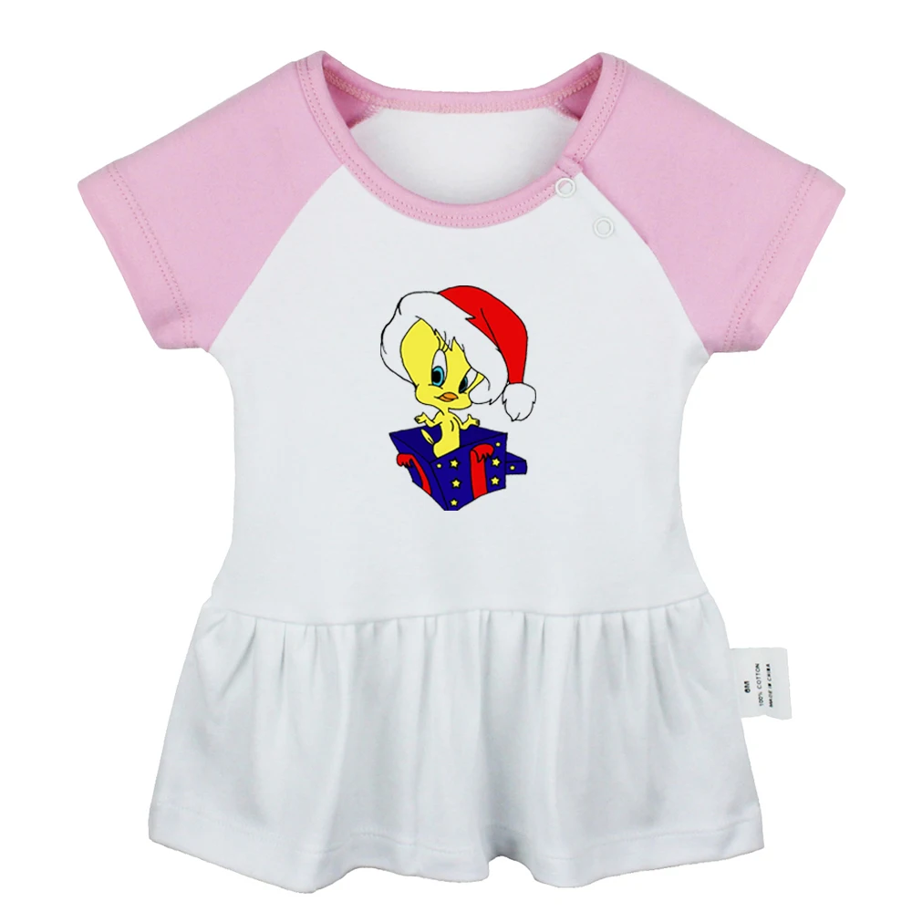 Забавная мультяшная птичка Твити, смешная звезда с изображением кота Сильвестра Looney ttes, дизайнерские платья для новорожденных девочек, хлопковая одежда для новорожденных - Цвет: JaBabyYD596P