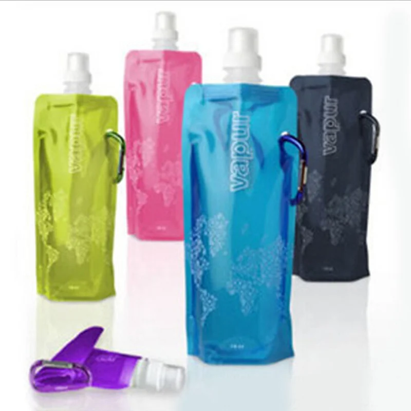 

500ML Flexible Water Bottle Foldable Sport Traveling Water Bag Collapsible Camping Reusable Packing Organizer Travel Accessories
