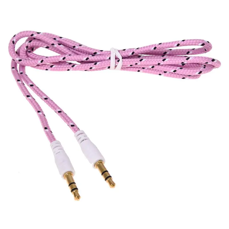 1 м 3,5 мм стерео штекер-штекер Aux кабель аудио вспомогательный провод для телефона автомобиля - Цвет: Pink