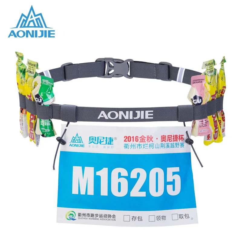 AONIJIE Unisex Race Number Belt With Gel Holder Triathlon Marathon