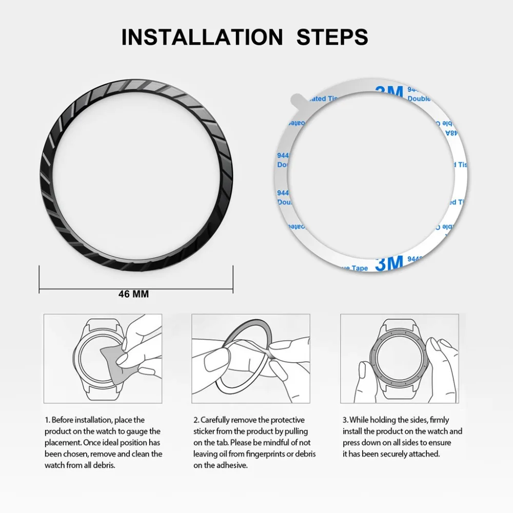 Высокое качество нержавеющая сталь для samsung Galaxy Watch 46 мм ободок кольцо клейкая крышка против царапин металлические Смарт часы аксессуары