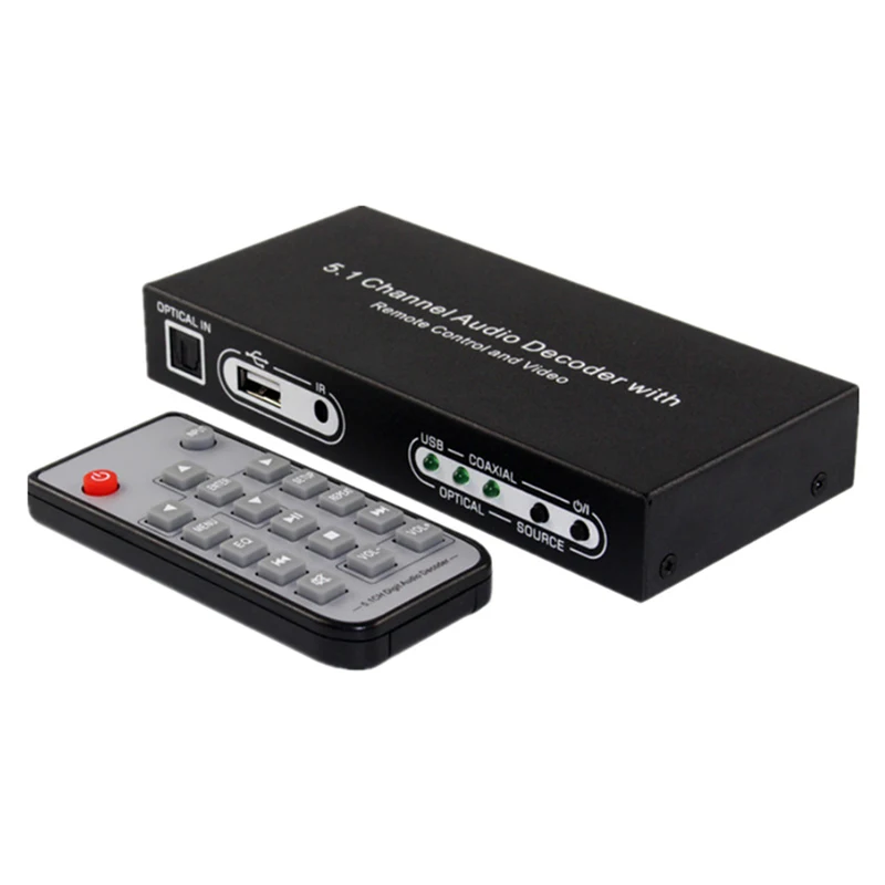 

New AC3 DTS Digital Audio Decoder Optical SPDIF Toslink / Coaxial to 5.1CH Analog RCA Audio Converter w/ USB Multimedia