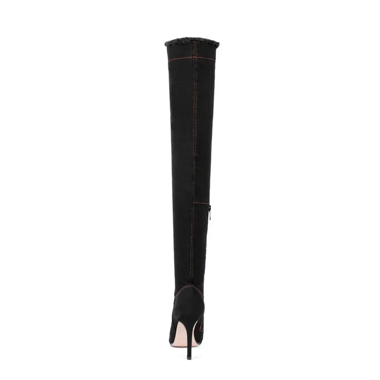 Calidad Alto Moda Cielo Caliente azul De Rodilla La Otoño Encima Verano Punta 2018 azul Por Zapatos Mujer Negro Jeans Estrecha {zorssar} Alta Botas Tacón HA0qZgnw