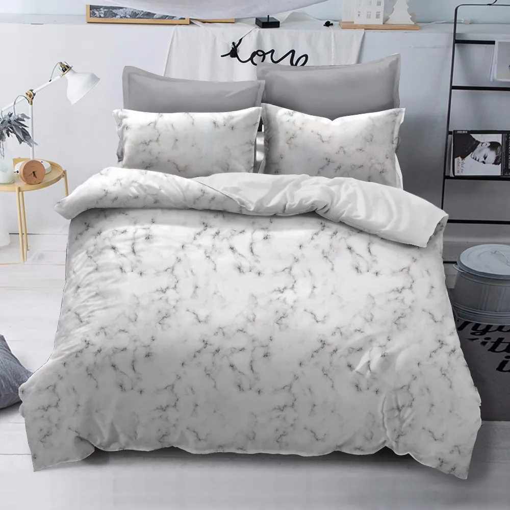 

Nordic Style Bedding set Marbling Printing Adult's Bed Cloth Comforter Duvet Cover Sets SetsBedclothes Bedding Set for King